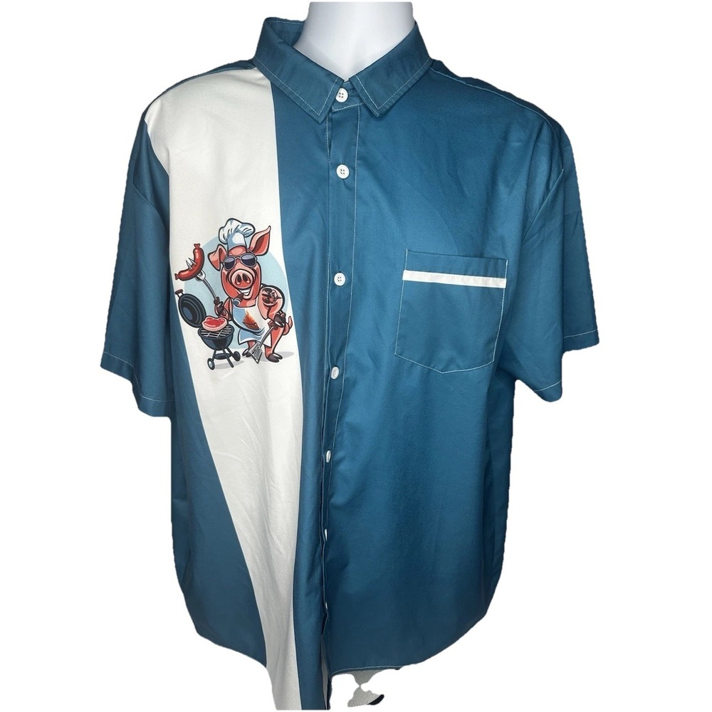 Hardaddy Shirt Mens Medium XL BBQ Grillmaster Pig Chef Flame Party